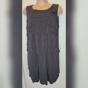 SD Collection Womens Black Scalloped Scoop Neck Sleeveless A Line Dress Size 24W